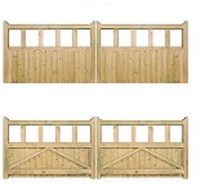 Gartentore aus Holz, Einfahrtstore für Doppeleinfahrt, 180 cm x 420 cm x 5 cm, 180 cm x 420 cm x 5 cm