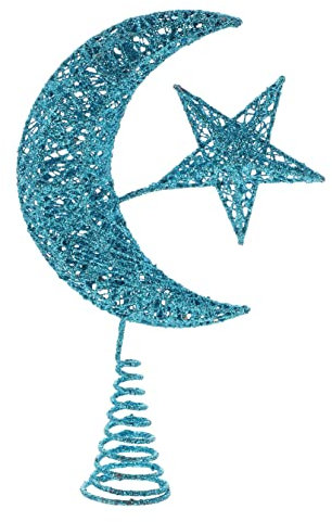 Cabilock Christbaumspitze Stern Weihnachtsdekoration Christbaumkugel Ornamente Weihnachtsbaumstern Spitzen Christbaumspitze Glückwunschdekoration Plüschgirlande Blau Schmiedeeisen