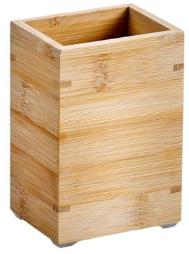 KESPER | Porte-Brosse à Dents avec Grille de Drainage, matériau: Bambou, Dimensions: 8,5 x 6,5 x 12 cm, Couleur: Marron Naturel | 19401