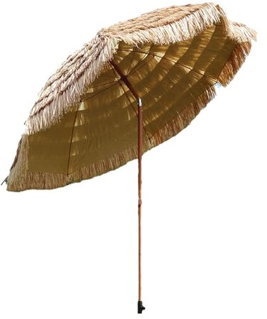 Xalteafe Sonnenschirm Hawaii Stroh,Klappbarer Sonnenschirm Pool,Strohschirm Mit Sonnenschutz,Sonnenschirm Bast Hawaii,Strand Schirm,Neigung,Falten,Uv Schutz,Sonnenschutz,FüR Garten,Strand,Pool