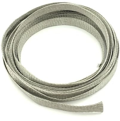 ERQIAO 2 4 6 8 10 16 18mm 10m verzinntes Kupfergeflecht Umflechtung einziehbare Hülse Metall ummantelt Signalkabel Kabelschützer (verzinntes Kupfer, Breite 4MM_10m)