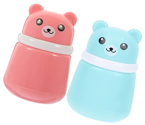 IMIKEYA 2 Stück-pack Babypuder Behälter mit Bärenmotiv Bruchfestes Schwamm Etui Kompakt und Leicht Transportierbar für Talkum und Loses Puder Reise Puderquaste für Babys