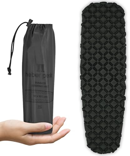 Heber Peak – ConiferHe. Sleeping Mat Isomatte Ultraleicht 187x57cm, 410g – Schlafmatte aufblasbar für Camping, Outdoor, Bikepacking etc. mit Packsack – R-Wert 1,4 – Kompakt & isolierend