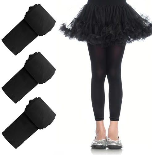 SGQTZDZQ Collant senza piedi per danza e balletto, leggings per ragazze, uniformi scolastiche, per bambini, 3 paia, nero e rosa, Nero , 3-5 Years