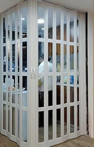 L-förmige Falttür, Ziehharmonikatür für Küchenecke, PVC-Kunststoff, Innenschiebetür, Duschabtrennung, Kabinentür