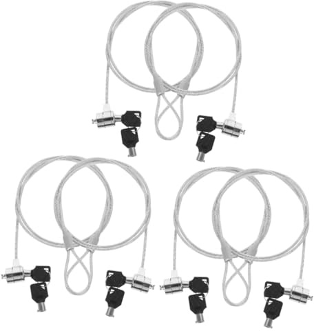 Tofficu 6 Juegos Candado para Portátil con Llave Cable de Seguridad Antirrobo Reforzado Kit de Unidades para Protección de Computadoras y Tablets