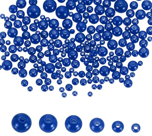 sourcing map 300 cuentas de perlas mixtas, cuentas redondas sueltas de 3 a 8 mm con agujero, espaciador de plástico para decoración de jarrones, dispersos de mesa, azul oscuro