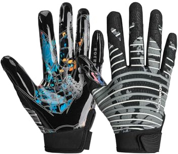 ROCKBROS Guanti da Football Americano per Ricevitore Adulti, Guanti da Allenamento Antiscivolo per Calcio Rugby Baseball Elastico e Traspirante, per Sport con la Palla e all'Aperto, Grigio, L