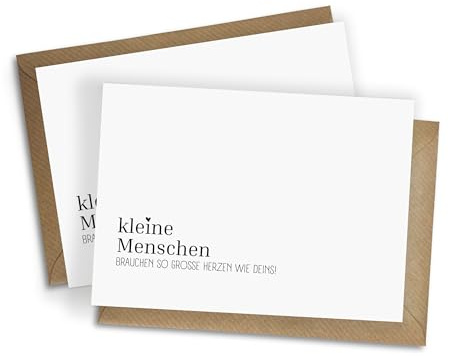 WBdesignz 2er-Set Dankeskarten mit Umschlägen - Kleine Menschen brauchen so ein großes Herz, wie deins - Erzieherinnen, Lehrerinnen & Tagesmütter - Wertschätzung, Dankeschön (2er-Set, Großes Herz)