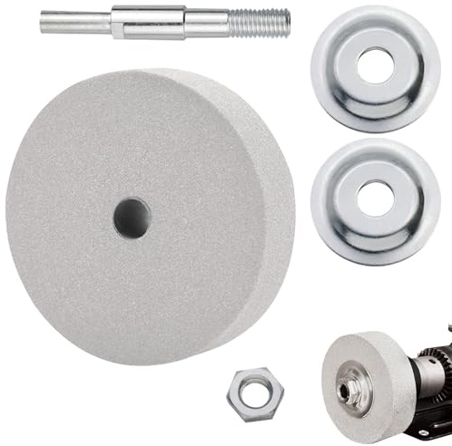 MFCGHXR Schleifstein rund 1 Stück Schleifscheibe Ø75 mm grün Korn 80 mit 8 mm Schaft für Metall Holz Kunststoff Gummi vielseitig einsetzbar für Heimwerker Werkstatt