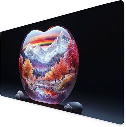 Tappetino Mouse Mela Tappetino Scrivania Albero Mouse Pad 800x400x3mm con Base in Gomma Antiscivolo, Pulire Lavabile, Controllo Preciso, Extended XXL Long Keyboard Pad per Accessori Scrivania K7-957