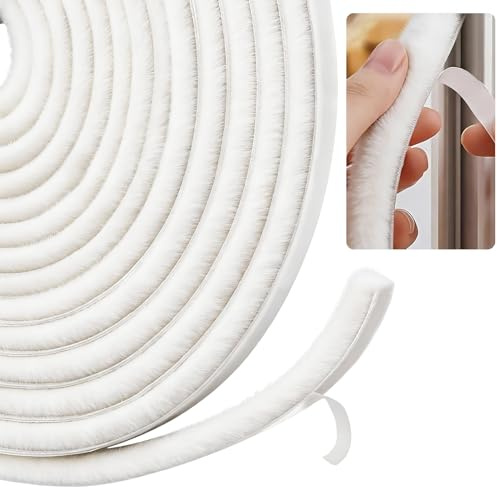 5 Meters Draft excluder for Doors, Window Seal Strip, Adhesive Draught Stopper, Draught excluder for Door, Window, Wardrobe - High-Density Felt - 9 mm(W) x 5mm(T) x 5 Meters(L)- White