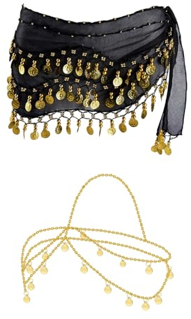 Cinture Danza del Ventre,Gonna Danza Ventre,Cintura Danza Ventre,Catena Per La Testa in Stile Bohémien,Cintura di Danza del Ventre da Donna,Sciarpa Danza Ventre,per Spettacoli Palco Carnevale (Nero)