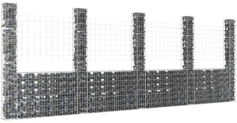 KKHOMEI Gabbione a U, Gabbione Metallico per Pietre, Zincato,Gabbia Sassi per Recinzioni, Muri di Sostegno, Divisorio da Parete per Decorazioni da Giardino, 500 x 20 x 200 cm