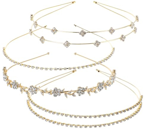 Molain 4 Stück Gold Strass Stirnbänder Hochzeit, Einfachheit Stirnband, Blatt Funkelnde Haarband, Kopfschmuck Haarreifen