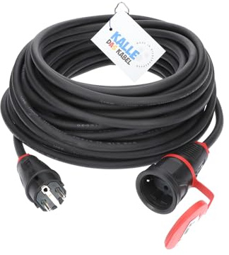Gummi Verlängerungskabel H07RN-F 3G 2,5 mm² 10 Meter 230 V 16 A Verlängerung Schuko-Stecker/Kupplung Garten Baustelle Werkstatt Außenbereich Innenbereich Gewerbe Gummischlauchleitung schwarz