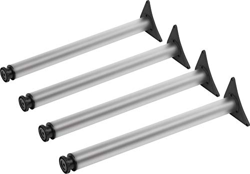 Metafranc Tischbeine 710 mm - Praktisches 4-er Set - Moderner Aluminiumlook - Höhenverstellbar - 150 kg Tragkraft - Ideal für alle gängige Tischhöhen / Möbelfuß / Verstellfuß / Teleskopfuß / 620209
