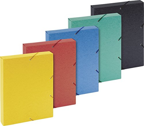 Brunnen 1041643 Heftbox (für A4, aus Karton, mit Gummizug, sortiert in 5 Farben)