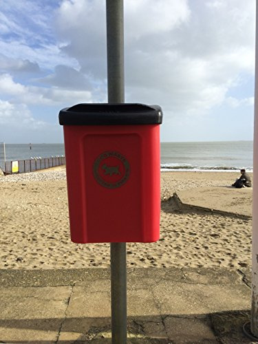 Advancedscape Ceaser 30 Litre Dog Poo Bin - Wall or Post Mountable Plastic Dog Waste Bin - RED - IN STOCK