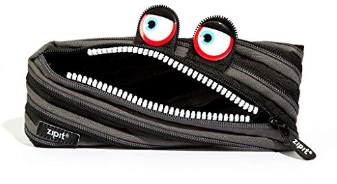 ZIPIT Wildlings Federmäppchen für Jungen, Großes Mäppchen für die Schule, Monster Etui für Kinder, Federmappe Schwarz