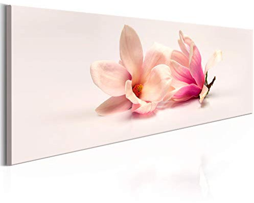 decomonkey Bilder Blumen 135x45 cm 1 Teilig Leinwandbilder Bild auf Leinwand Vlies Wandbild Kunstdruck Wanddeko Wand Wohnzimmer Wanddekoration Deko Magnolien