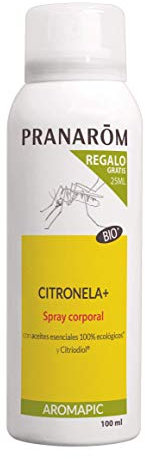 PRANARÔM - Aromapic - Spray Antizanzare Corpo Citronella + Bio 100 ml | Fino a 8 ore di protezione| Protezione Naturale per la Pelle | Senza Parabeni, Non Grasso, Non Secca la Pelle