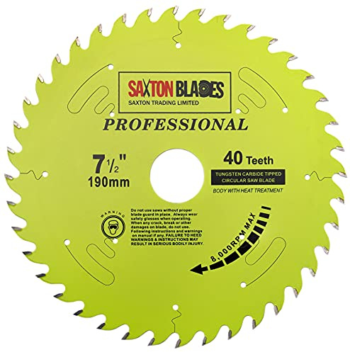 TCT19040TPRO Saxton Professional Range TCT Circular Saw Blade 190mm x 40T x 30mm Bore, 16, 20, 25mm Reduction Rings