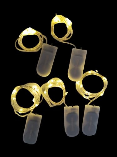 WHSCwp LED String Lights 5 Pack, 10mm10 LED Fairy Lights Battery Operated, Copper Wire Light for Home Garden Wedding Party Christmas Halloween Concerts Bars Clubs Hotels(Warm White)