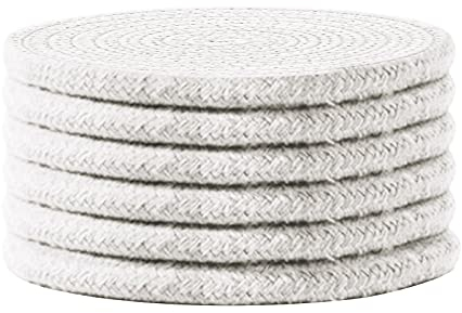 Dysetcs 6 Stück geflochtene Untersetzer, 10,9 cm, Baumwolle, rund, gewebte Untersetzer, super saugfähig, hitzebeständig, Topfuntersetzer für Getränke, Zuhause, Küche, Kochzubehör