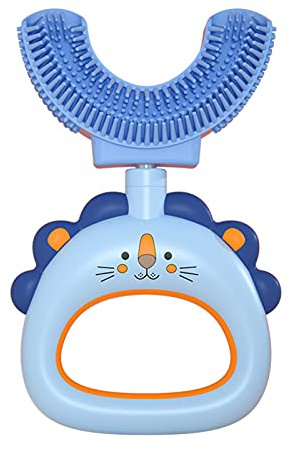 Benoon U-förmige Zahnbürste, Kinder-Zahnbürstengriff, 360° orale Zahnreinigung, Kinder-U-förmige Zahnbürste, tragbare Baby-U-Form, Zahnbürste für Zahnfleischpflege, Kleinkinder und Kinder, blau