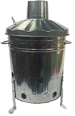 Vision4ever 15L Mini Garden Incinerator Small Fire Bin Galvanised Burning Wood Paper Letter (Silver Color)
