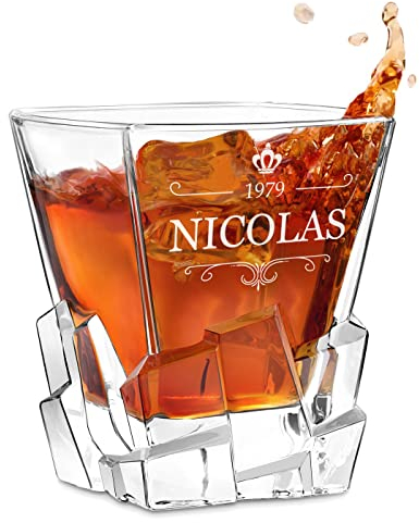 Maverton Verre à Whisky avec Gravure - Cadeau personnalisé pour homme - Verre a Whisky Élégant pour Lui - Cadeau Saint Valentin pour Homme - au Design Unique - couronne
