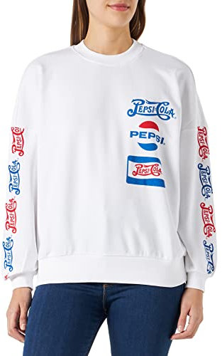 ONLY Women's ONLPEPSI L/S O-Neck Box SWT Sweatshirt, Bright White/Print:Multi, M