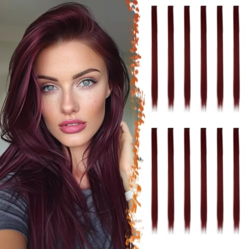 BARSDAR 12 Stück Farbige Haarverlängerungen, Highlights 55cm Glattes langes Haarteile Haarsträhnen Zum Einklipsen Farbiger Clip in Haarverlängerungen Extensions Bunt für Frauen