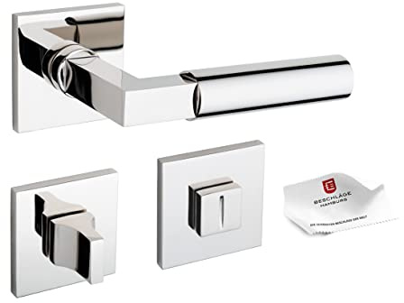 Beschläge Hamburg Türgriffe Türbeschlag BAUHAUS PRIME 44ZAMAK MPN PVD WC - Türklinken mit WC-Verschluss für Badezimmer und Toilette - Türdrücker für Innentüren, Nickel poliert PVD beschichtet