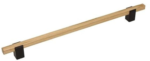 gamet ® Tirador UD35, CC 288 mm, madera, color roble y negro. Tiradores perfectos para cualquier armario y cajón, 1 unidad.