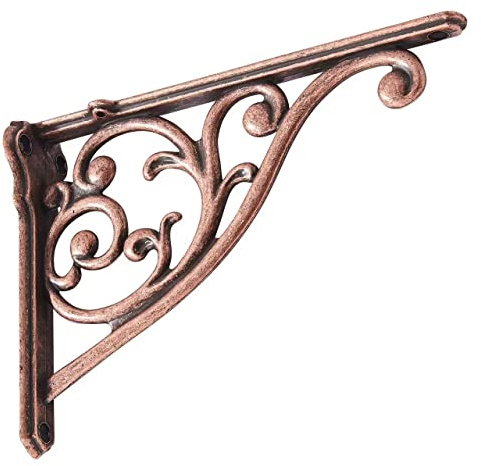 Kupfer-Regalhalterungen, 20,3 cm, 4 Stück, strapazierfähig, Wandhalterung, Barock, Küche, dekoratives Regal, antike Regalhalterung (antikes Kupfer)