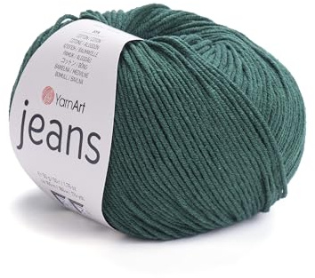 YarnArt, Jeans, Hilo suave de 55 % algodón turco, 45 % acrílico para tejer, ganchillo, hacer amigurumi, muñecas, juguetes, proyectos de bebé, para manualidades, deporte ligero, Color 92
