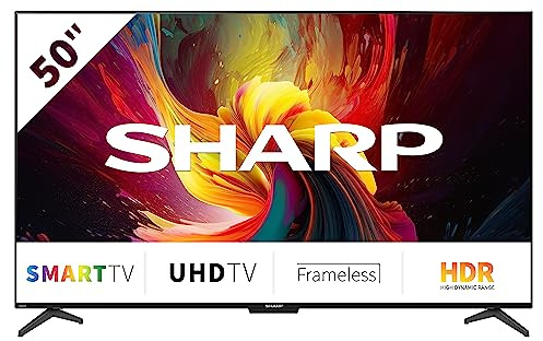 SHARP 50DJ6E Android TV 126 cm (50 Zoll) 4K Ultra HD LED Fernseher (Smart TV ohne Rahmen, Harman Kardon) 2023