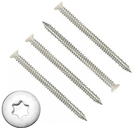 WHITE HEAD Concrete Door Frame Fixing Screw 7.5 x 102mm (Pack of 10) Flat Countersunk BZP Zinc Torx 7.5mm Use Without Plug for Brick Hollow Block Natural Stone Window Frame Door