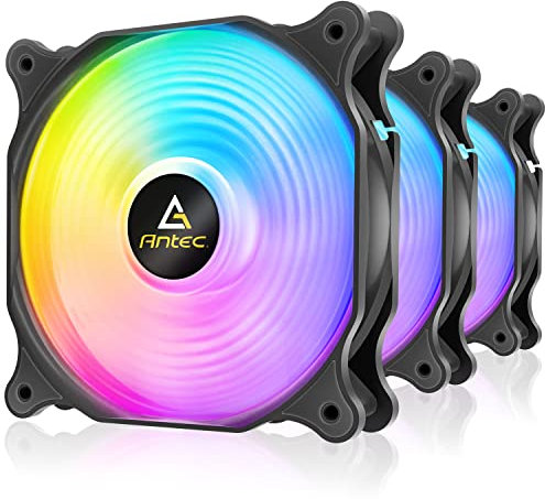 Antec RGB Fans, PC Fans, 120mm Fan, 120mm Case Fan 3 Packs, Case Fans 3-Pin 5V Addressable RGB Fans with Controller, MOBO Sync with 5V 3-Pin, F12 Racing, ARGB 3 pcs