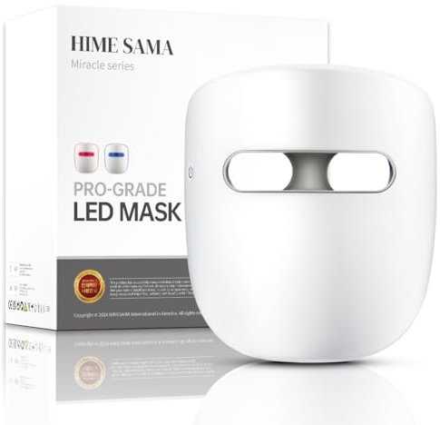 HIME SAMA Maschera Viso Led, maschera per la cura della pelle con luce rosso + nir e blu per rughe antietà, maschera per ringiovanimento della pelle domestica per viso ‎Miracle STAR (RB-006)