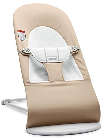 BabyBjörn Bouncer Balance Soft, Beige/Grau, gewebt/Jersey, 2-in-1 verstellbarer Baby-Hüpfsitz und Kleinkindstuhl, Neugeborene bis Kleinkinder (3,6–13,2 kg), 4 Positionen, leicht und tragbar