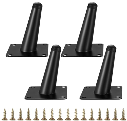 Fulushouxi Patas para Muebles, 4 Piezas Patas de Muebles Altura Regulables, Inclinadas Patas Ajustables Metal Negro para Cocina, Cama, Sofás, Gabinete, Mesa, Estantes - 10 cm de Altura
