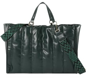 CORIOS Damen Gepolsterte Gesteppte Handtasche Puffer Schultertasche Stepptasche PU-Leder Umhängetasche Gross Henkeltasche Stoffbeutel Große Tote Beutel Leichtgewicht Tragetasche Grün