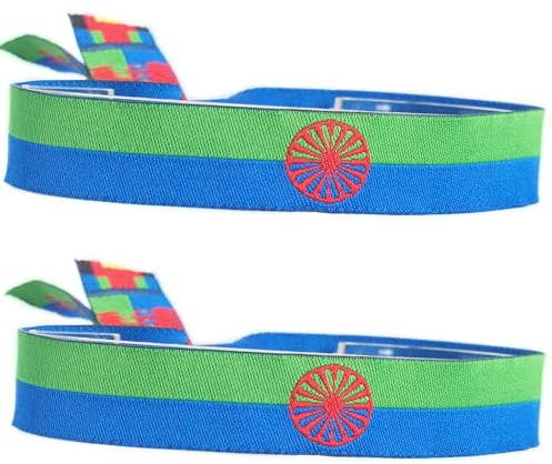 GOS Best Supplies 2 Pulseras De Tela Colores de la Bandera Gitana Para Hombre Mujer Unisex