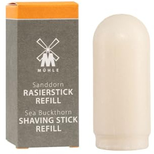 MÜHLE Rasierseifenstick REFILL, Nachfüll-Pack mit 37 g, vegan, Sanddorn | feste Rasurseife, schäumende Rasierseife für alle Hauttypen, regenerierend, feine Limonen-Duftnote, für Damen und Herren
