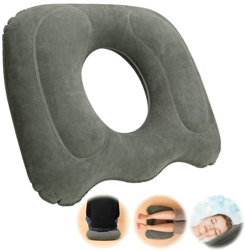 Inflatable Donut Pillow Hemorrhoid Cushion Dark Grey Doughnut Cushion | Ring Donut Cushion Inflatable Seat Cushion Pillow Excellent for Tailbone, Prostate, Sciatica, Bed sores, Postpartum Pregnancy