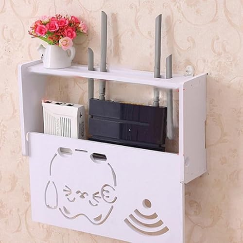 ZAMETTER Wifi-Router-Aufbewahrungsboxen, PVC-Router-Aufbewahrungsregal, wandmontierte WLAN-Aufbewahrungsbox zur Aufbewahrung von Routern, TV-Zubehör (Kätzchen groß)
