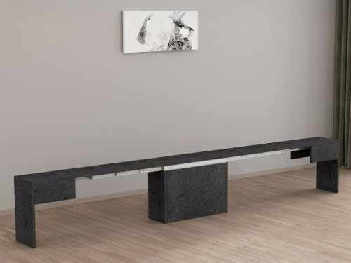 Dmora - Panca Ubertino, Seduta per Tavolo da Pranzo, Panca Singola allungabile, 290x25h45 cm, Ardesia